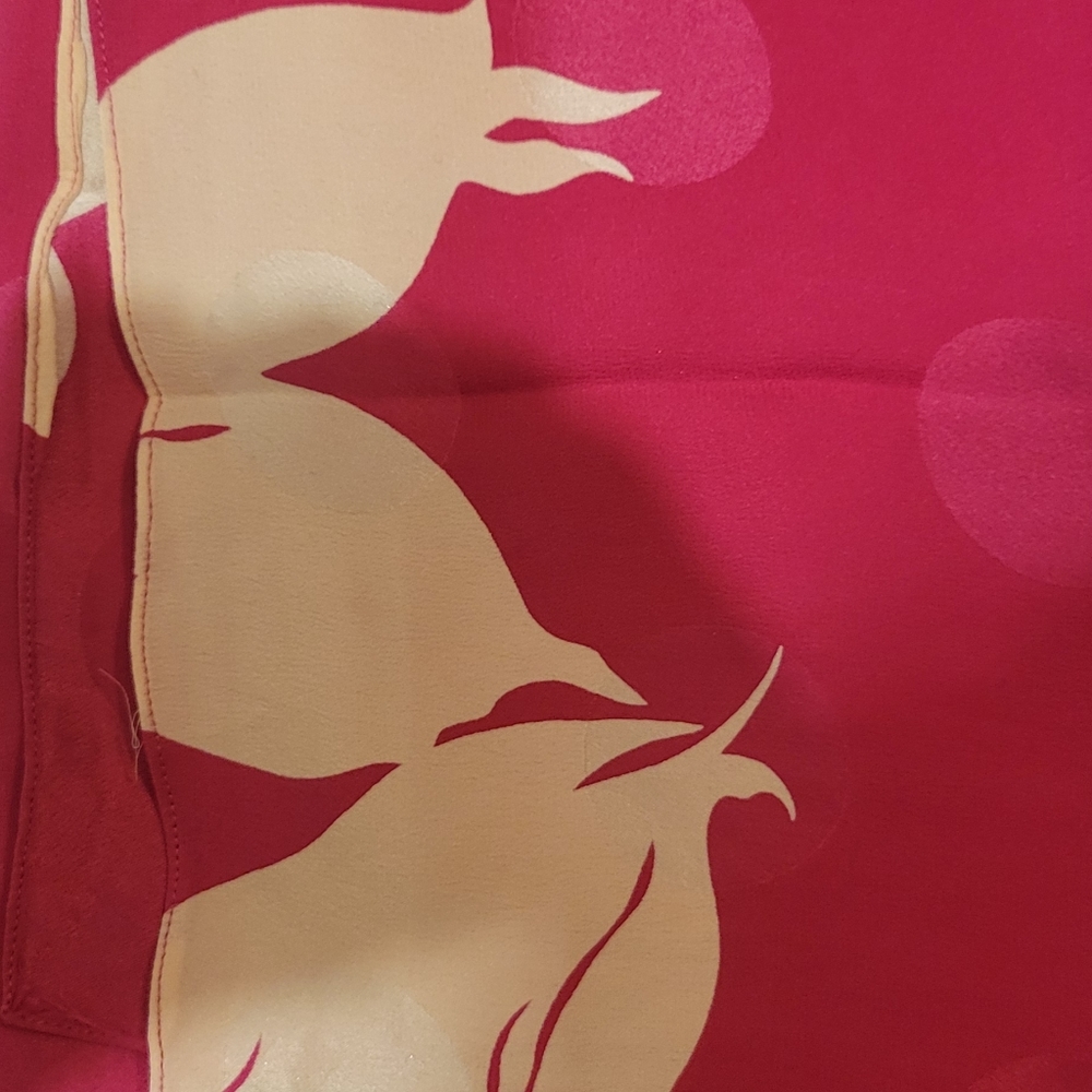 Fabulous Vintage Vamp Pink and Cream Pure Silk Scarf  64" X 10"